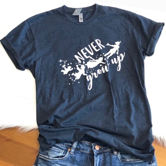 Next Level Apparel Tops - “Never Grow Up” Peter Pan Top - Size S (Unisex)
